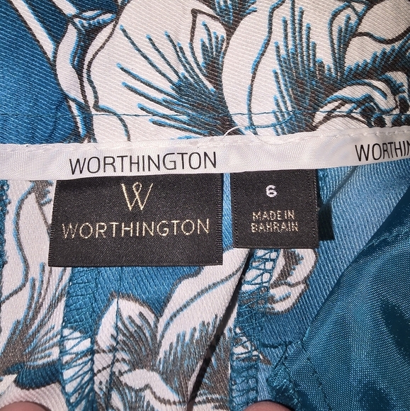 NWT Worthington Blue Floral Wide Leg Flowy Palazzo Pants with Pockets 6 or S M - Picture 5 of 9